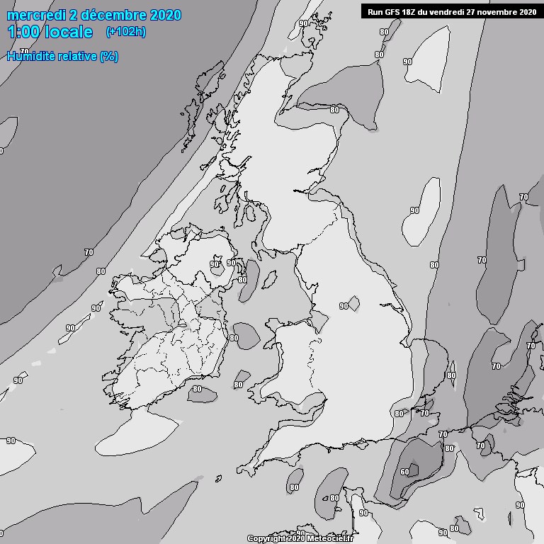 Modele GFS - Carte prvisions 