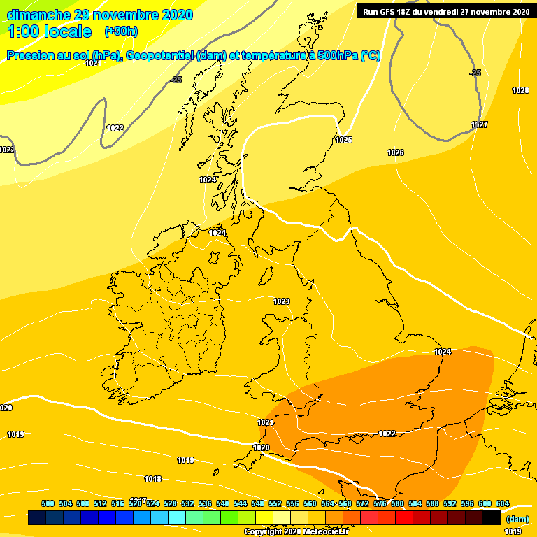 Modele GFS - Carte prvisions 