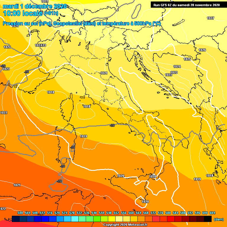 Modele GFS - Carte prvisions 