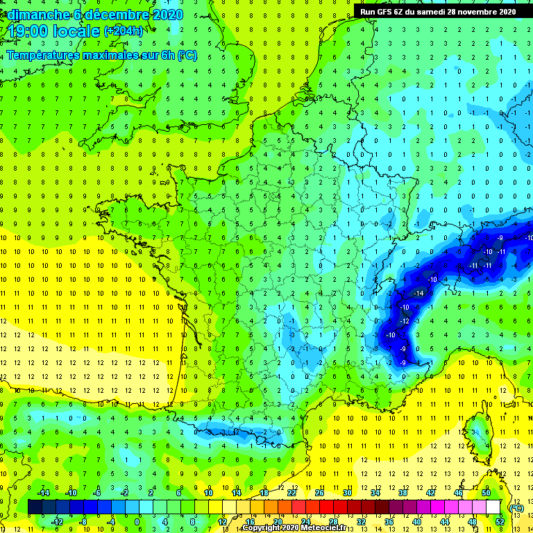 Modele GFS - Carte prvisions 