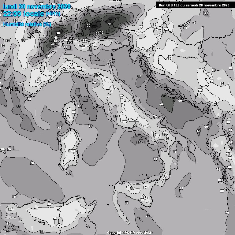 Modele GFS - Carte prvisions 