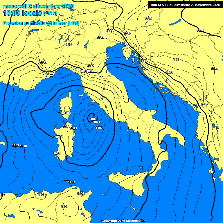 Modele GFS - Carte prvisions 