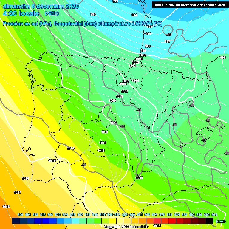 Modele GFS - Carte prvisions 