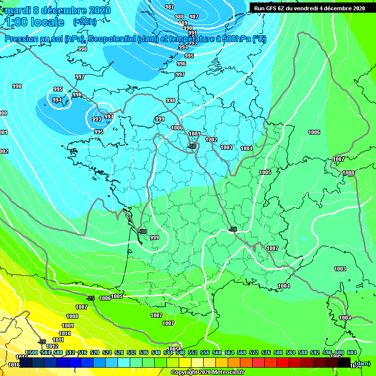 Modele GFS - Carte prvisions 