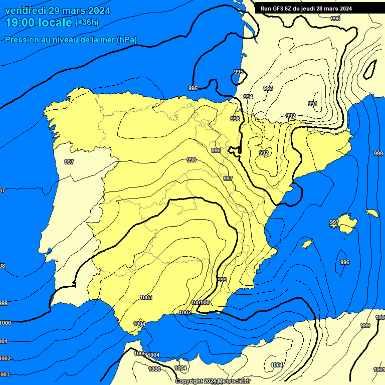 Modele GFS - Carte prvisions 