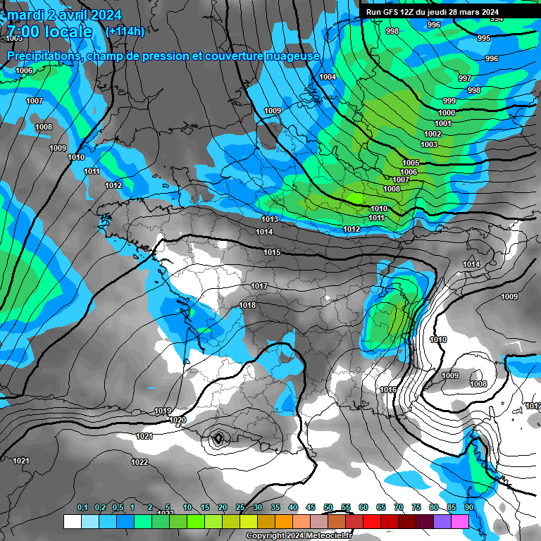 Modele GFS - Carte prvisions 