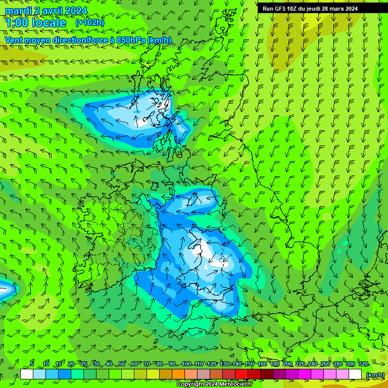 Modele GFS - Carte prvisions 