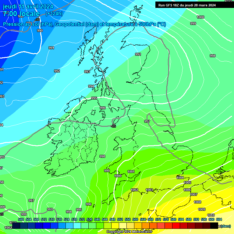 Modele GFS - Carte prvisions 