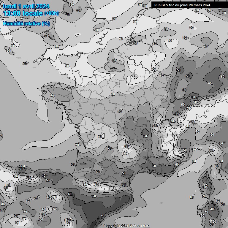 Modele GFS - Carte prvisions 