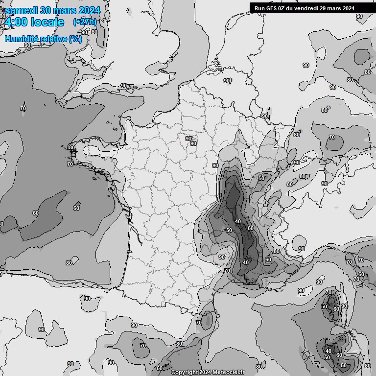 Modele GFS - Carte prvisions 