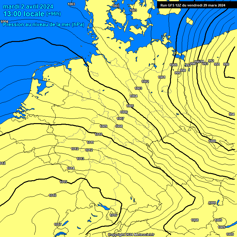 Modele GFS - Carte prvisions 