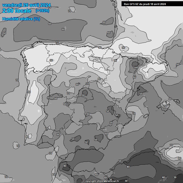 Modele GFS - Carte prvisions 