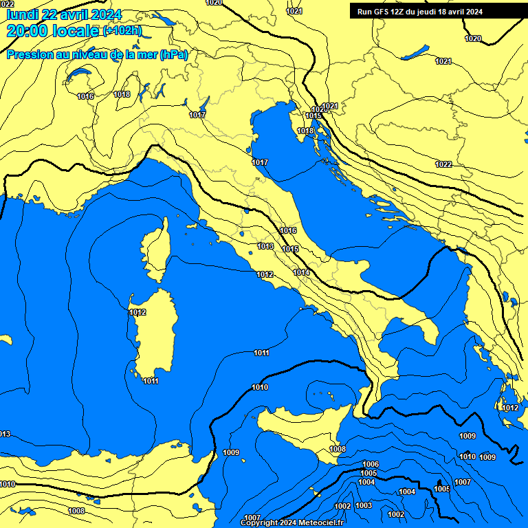 Modele GFS - Carte prvisions 