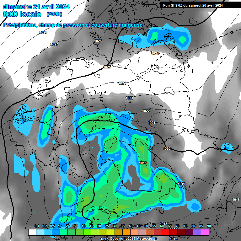 Modele GFS - Carte prvisions 