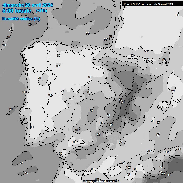 Modele GFS - Carte prvisions 