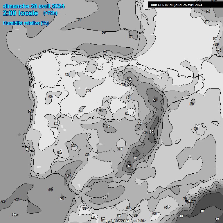 Modele GFS - Carte prvisions 