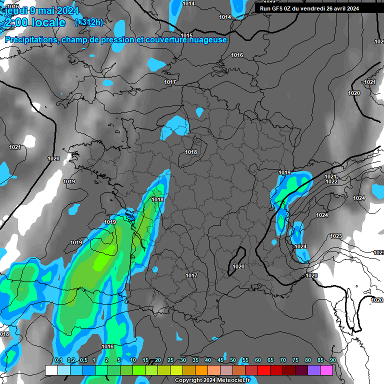 Modele GFS - Carte prvisions 