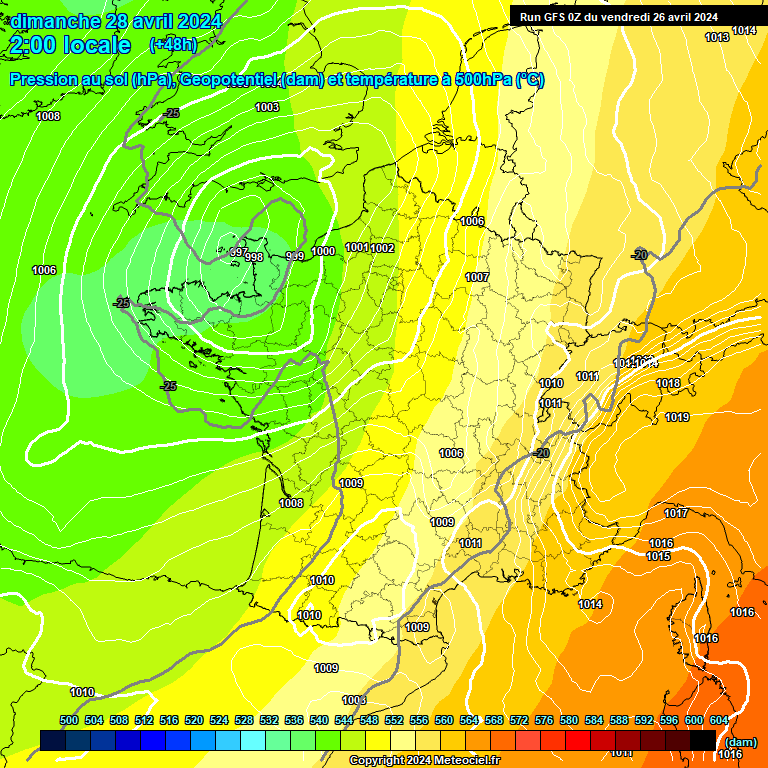 Modele GFS - Carte prvisions 