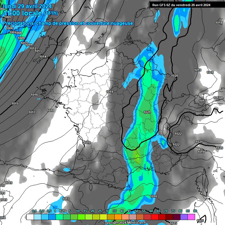 Modele GFS - Carte prvisions 