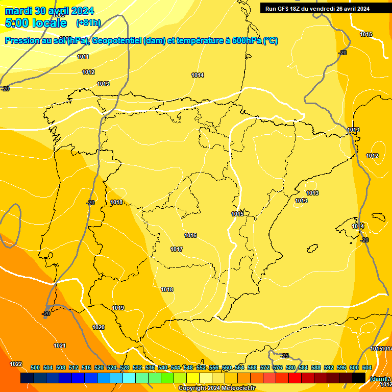 Modele GFS - Carte prvisions 