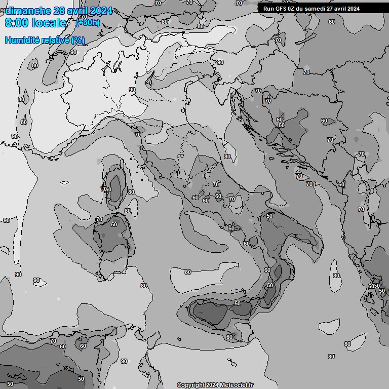 Modele GFS - Carte prvisions 