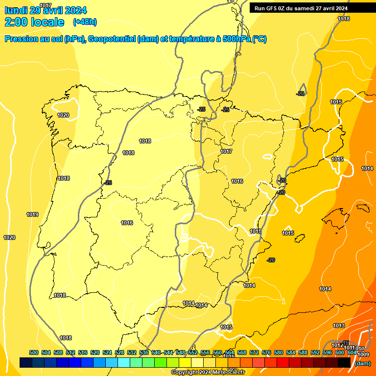 Modele GFS - Carte prvisions 