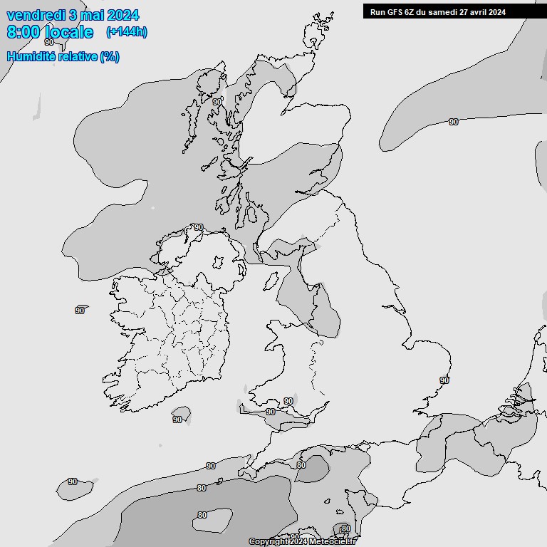 Modele GFS - Carte prvisions 