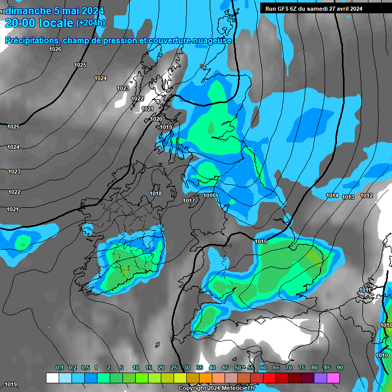 Modele GFS - Carte prvisions 