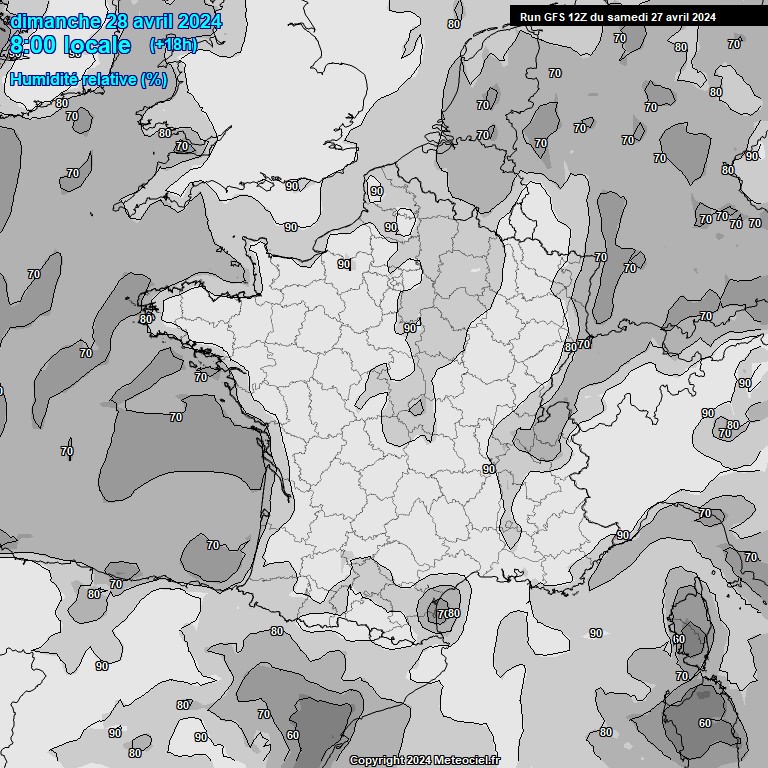 Modele GFS - Carte prvisions 