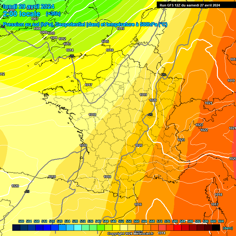 Modele GFS - Carte prvisions 