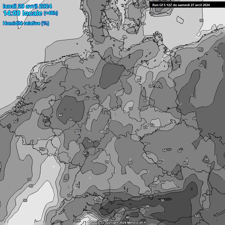 Modele GFS - Carte prvisions 