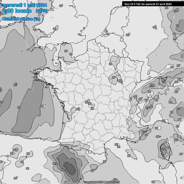 Modele GFS - Carte prvisions 