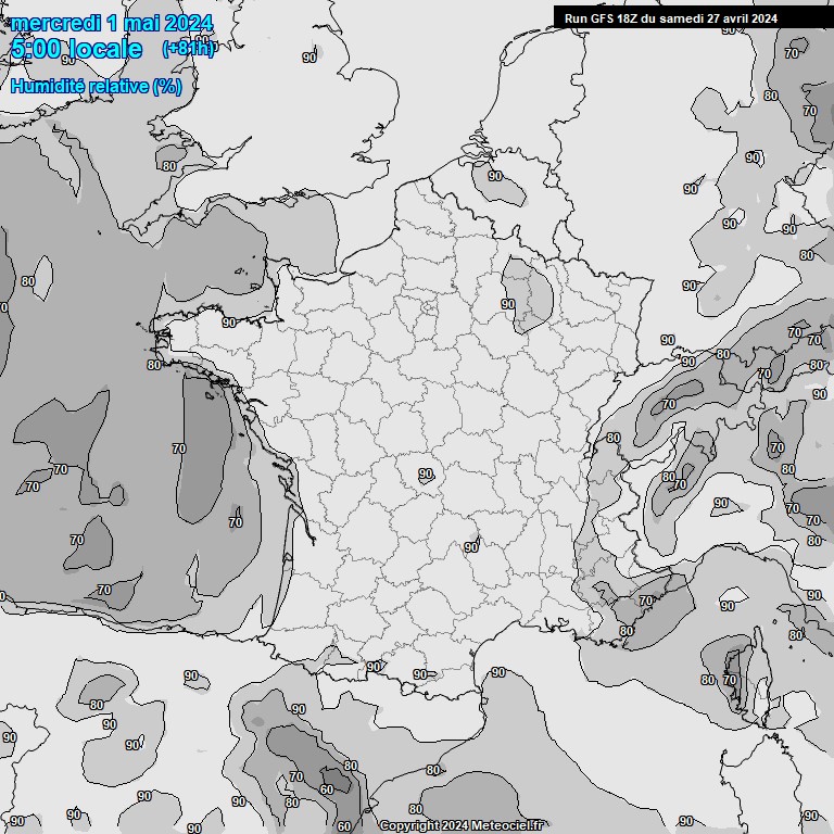 Modele GFS - Carte prvisions 