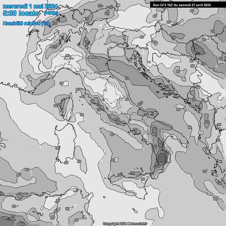 Modele GFS - Carte prvisions 