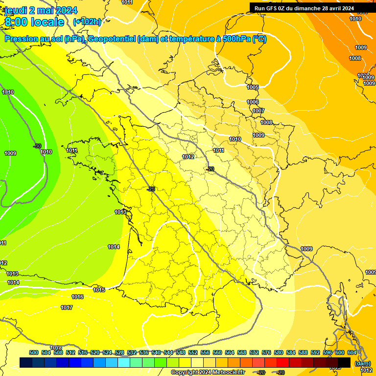 Modele GFS - Carte prvisions 