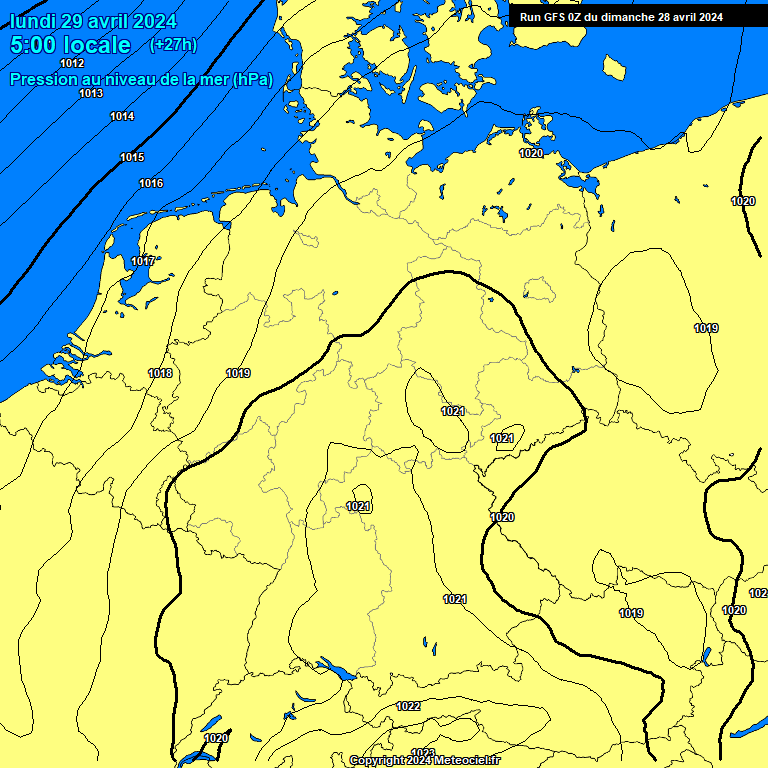 Modele GFS - Carte prvisions 