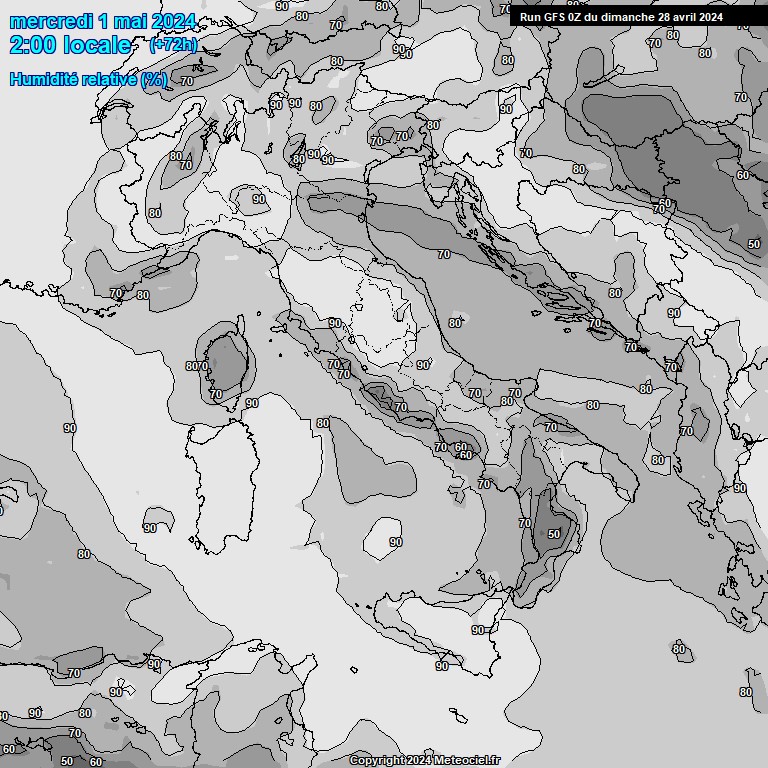 Modele GFS - Carte prvisions 