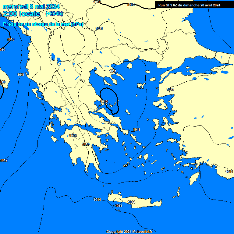 Modele GFS - Carte prvisions 