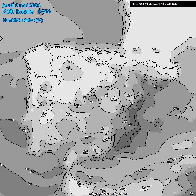 Modele GFS - Carte prvisions 