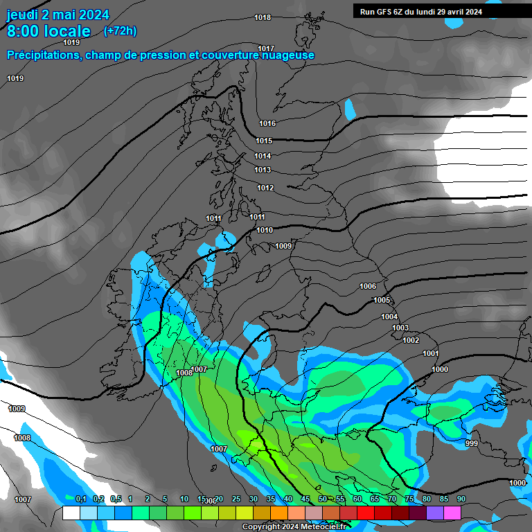 Modele GFS - Carte prvisions 