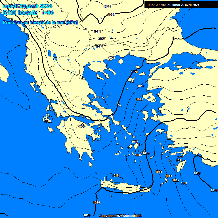 Modele GFS - Carte prvisions 