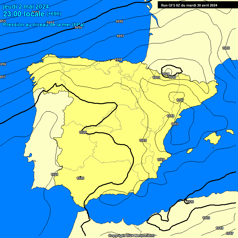 Modele GFS - Carte prvisions 