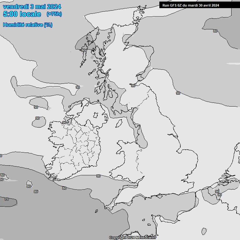 Modele GFS - Carte prvisions 