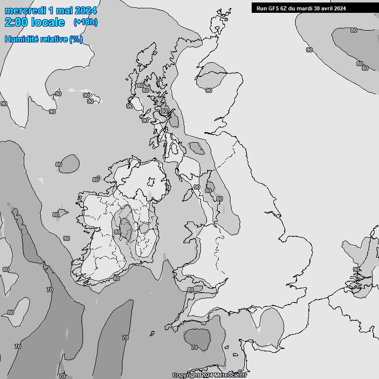 Modele GFS - Carte prvisions 