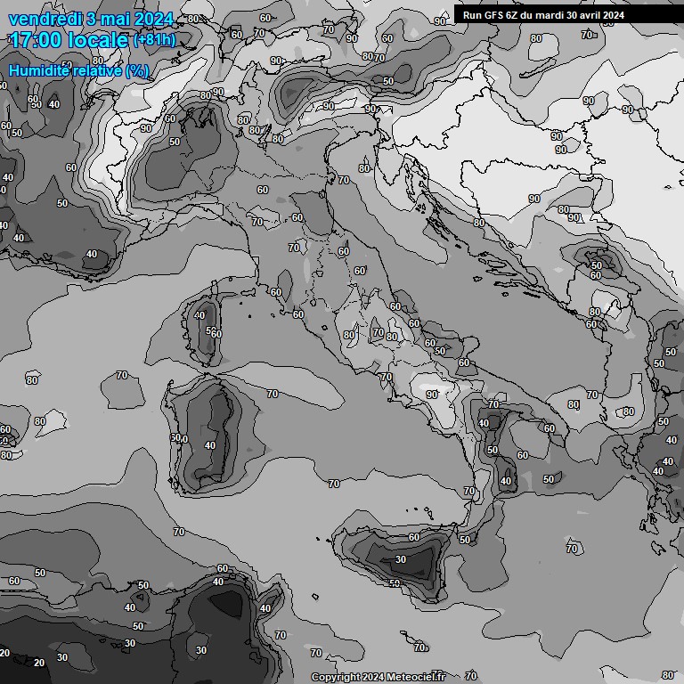 Modele GFS - Carte prvisions 