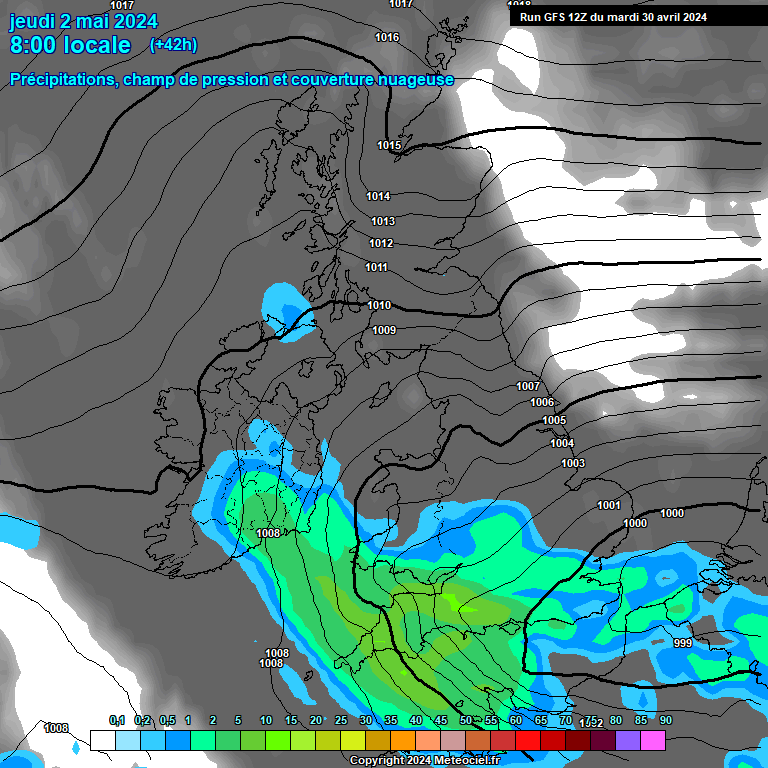 Modele GFS - Carte prvisions 