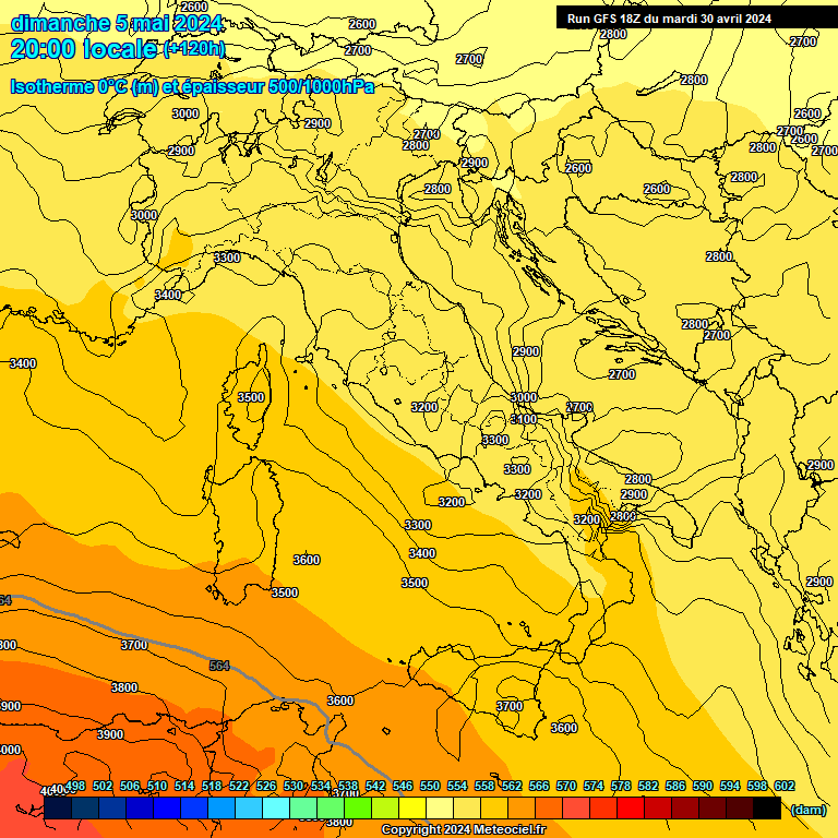 Modele GFS - Carte prvisions 