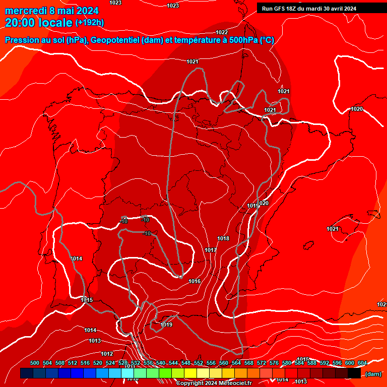 Modele GFS - Carte prvisions 