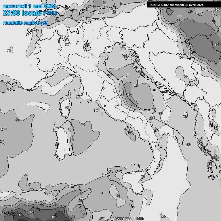 Modele GFS - Carte prvisions 