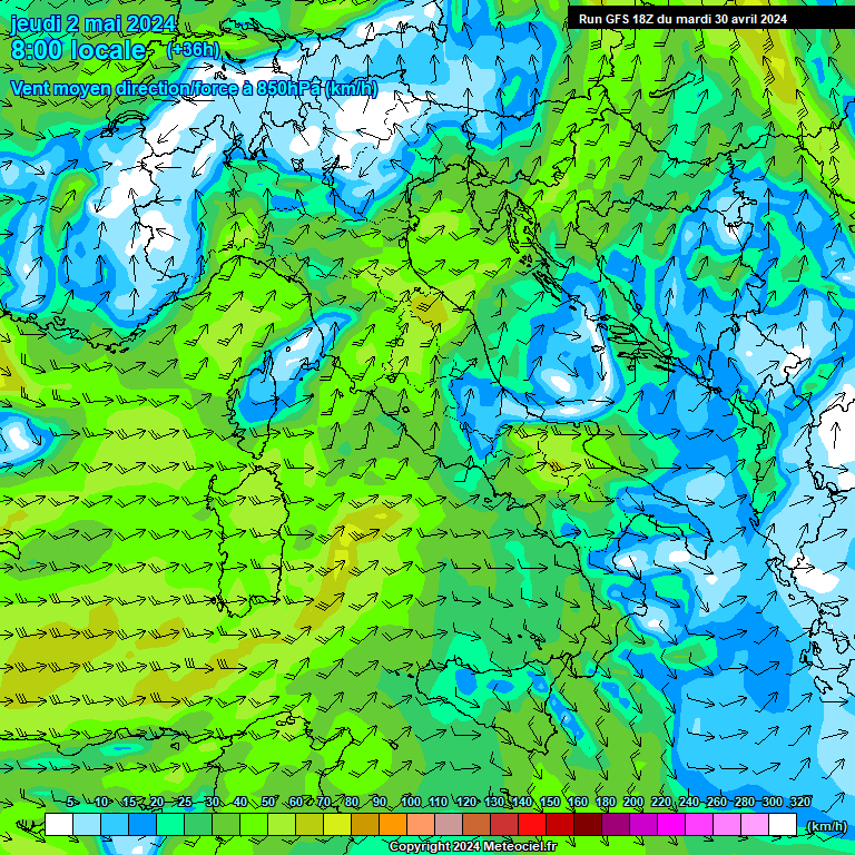 Modele GFS - Carte prvisions 